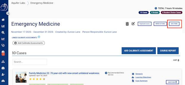 CB_ Course Page Add Items buttonKB