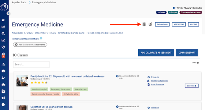 CB_ Course Page delete course iconKB