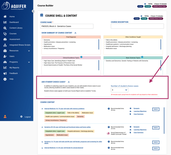 CourseBuilderStudentChoice