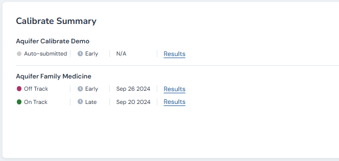 AQFR New Homepage - My Dashboard - Calibrate Summary