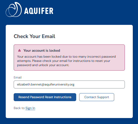 AQFR New Sign In - Account Lock - Email Sent