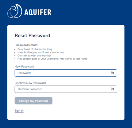 AQFR New Sign In - Reset Password - Reset Experience
