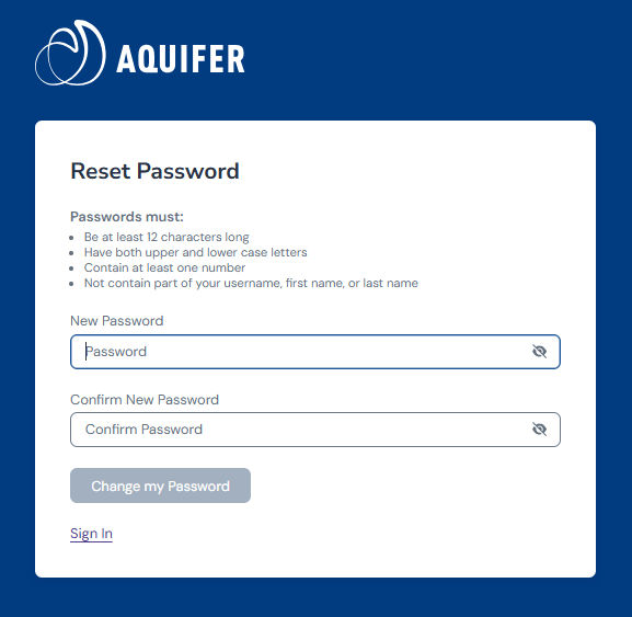 AQFR New Sign In - Reset Password - Reset Experience