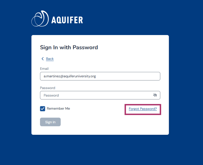 AQFR New Sign In - Reset Password