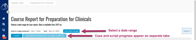 Select Date Range and Choose Cases or Scripts