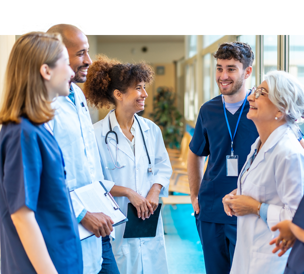 doctors talking in hallway