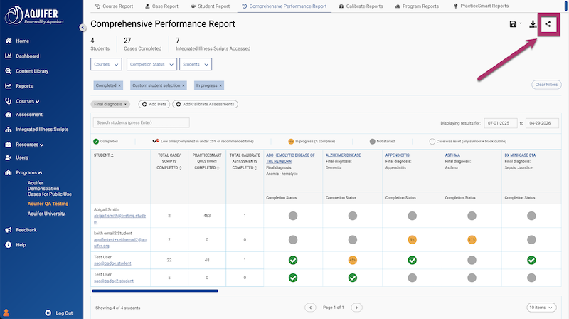 Share Aquifer Reports with Your Team in One Click