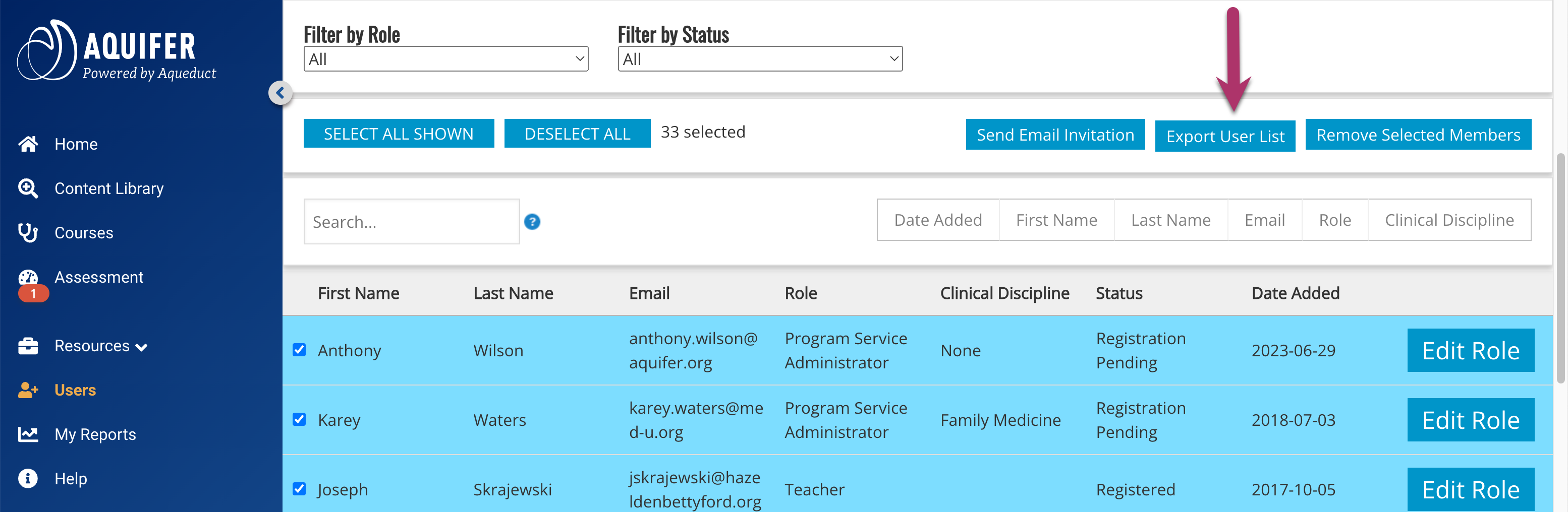 Export User List