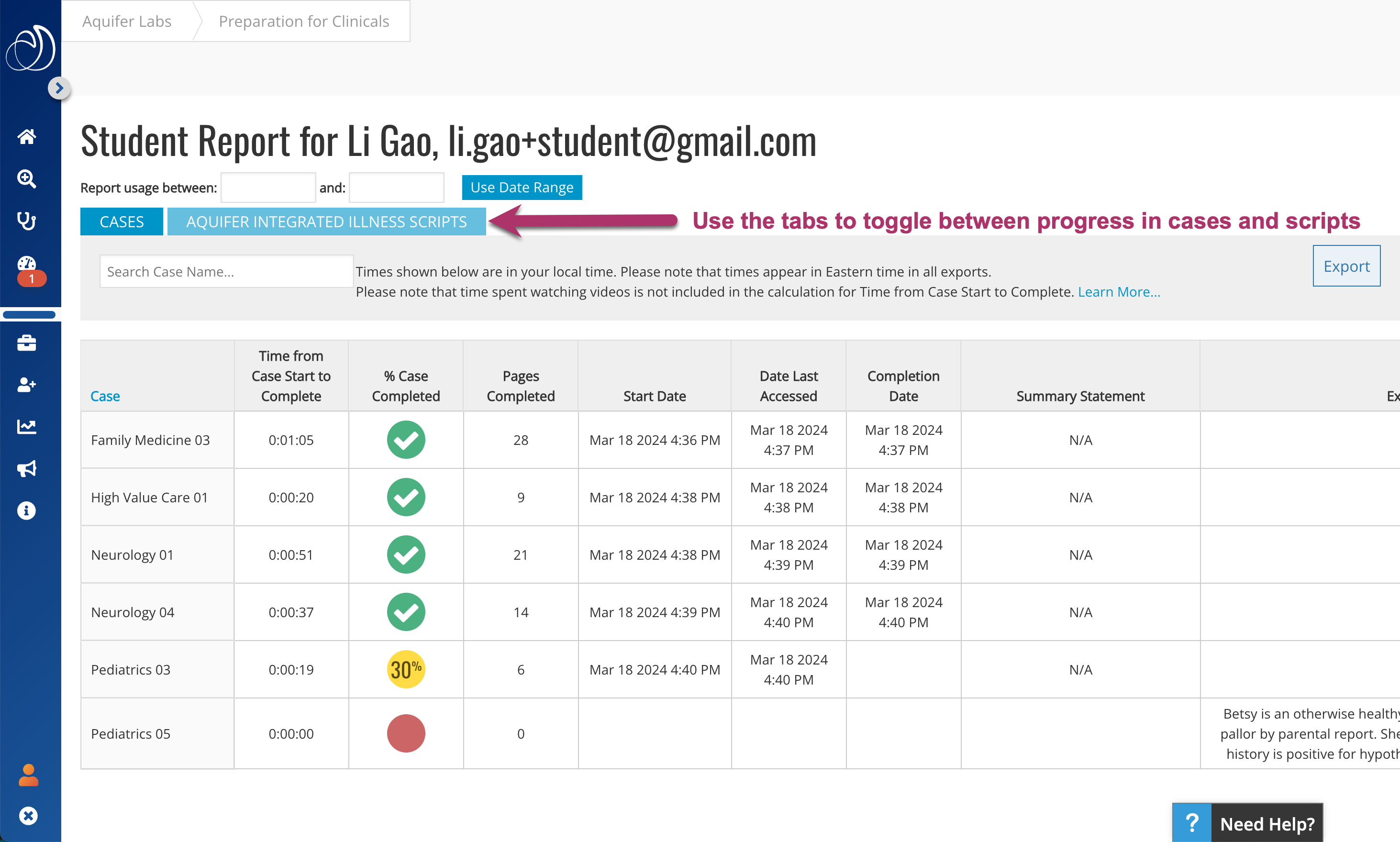 Student Report Admin View