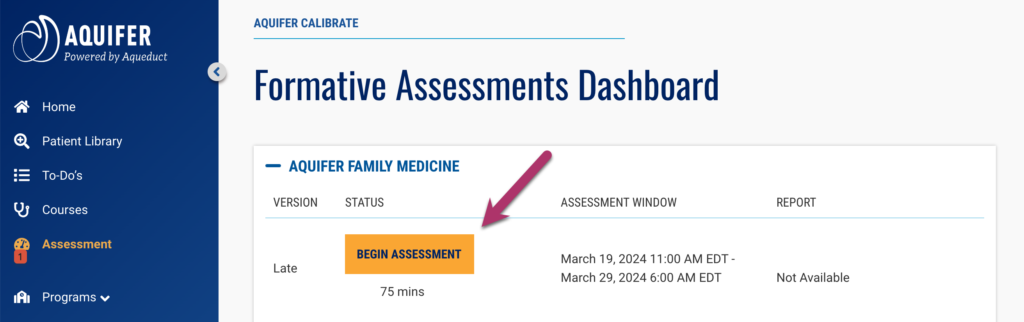 Begin Calibrate Assessment