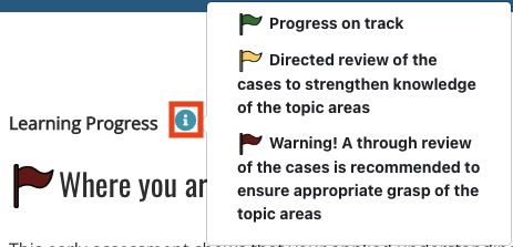 Screenshot of learning progress indicator flags