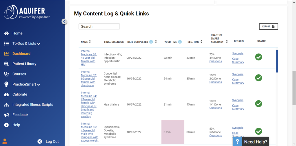 Student My Content Log